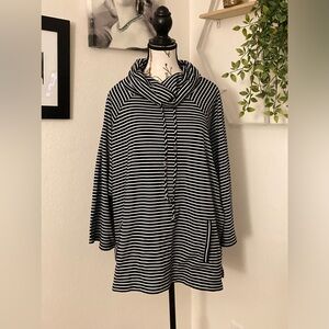 Anne Klein stripped cowl neck top with front pocket